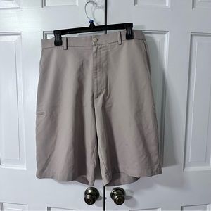 Grand Slam Shorts Mens‎ 36 Khaki Bermuda Golf Flat Front Zip Pockets Polyester